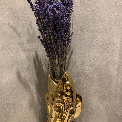 Stylingset Gouden vis vaasje-Lavendel droogbloemen